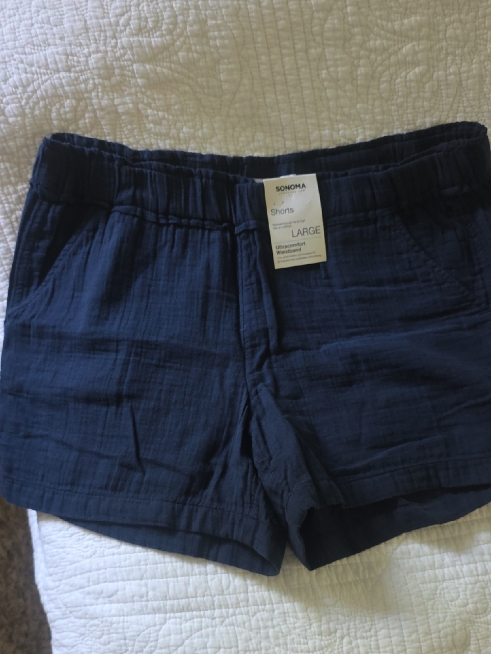 Sonoma Navy Elastic Waist High-Rise Pull-On Shorts